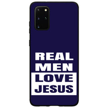 DistinctInk® Hard Plastic Snap-On Case for Apple iPhone or Samsung Galaxy - Navy Real Men Love Jesus