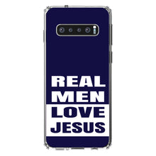 DistinctInk® Clear Shockproof Hybrid Case for Apple iPhone / Samsung Galaxy / Google Pixel - Navy Real Men Love Jesus