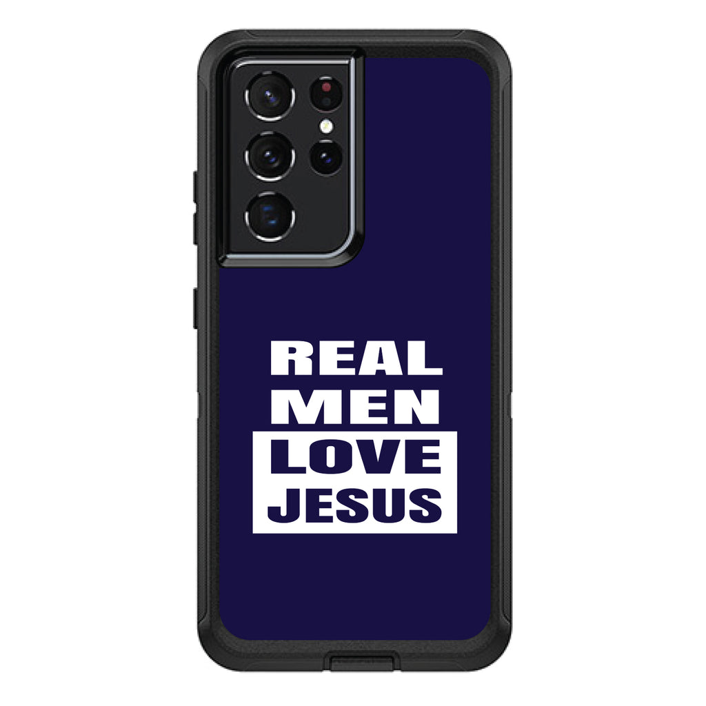 Navy Real Men Love Jesus OtterBox Defender Case for iPhone & Galaxy, view 7