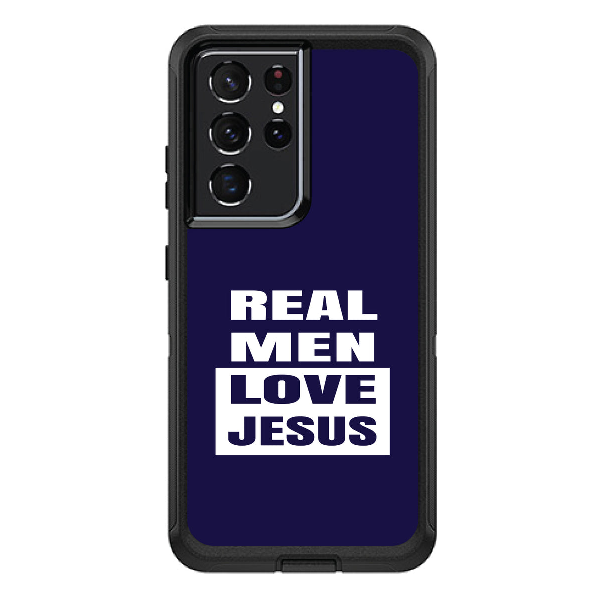 Navy Real Men Love Jesus OtterBox Defender Case for iPhone & Galaxy, view 7