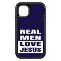 Navy Real Men Love Jesus OtterBox Defender Case for iPhone & Galaxy, view 2