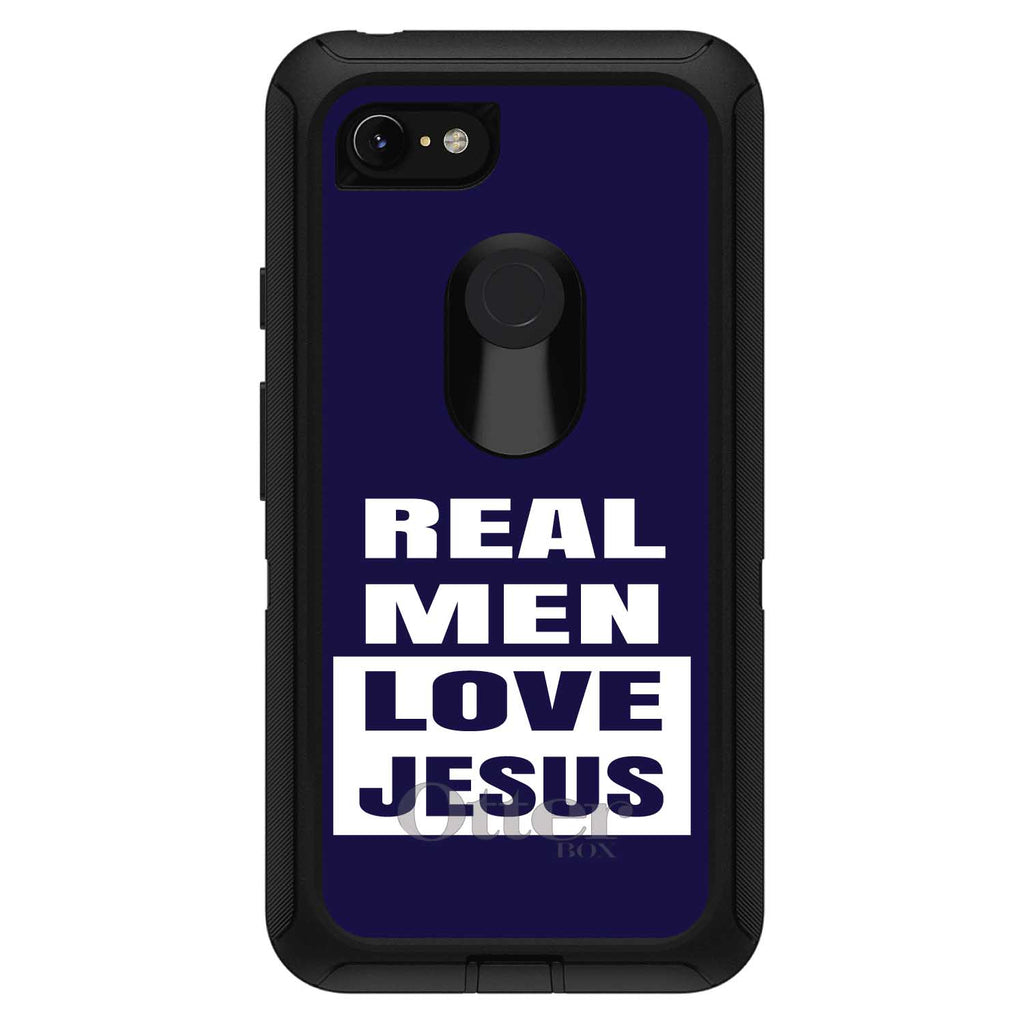 Navy Real Men Love Jesus OtterBox Defender Case for iPhone & Galaxy, view 18