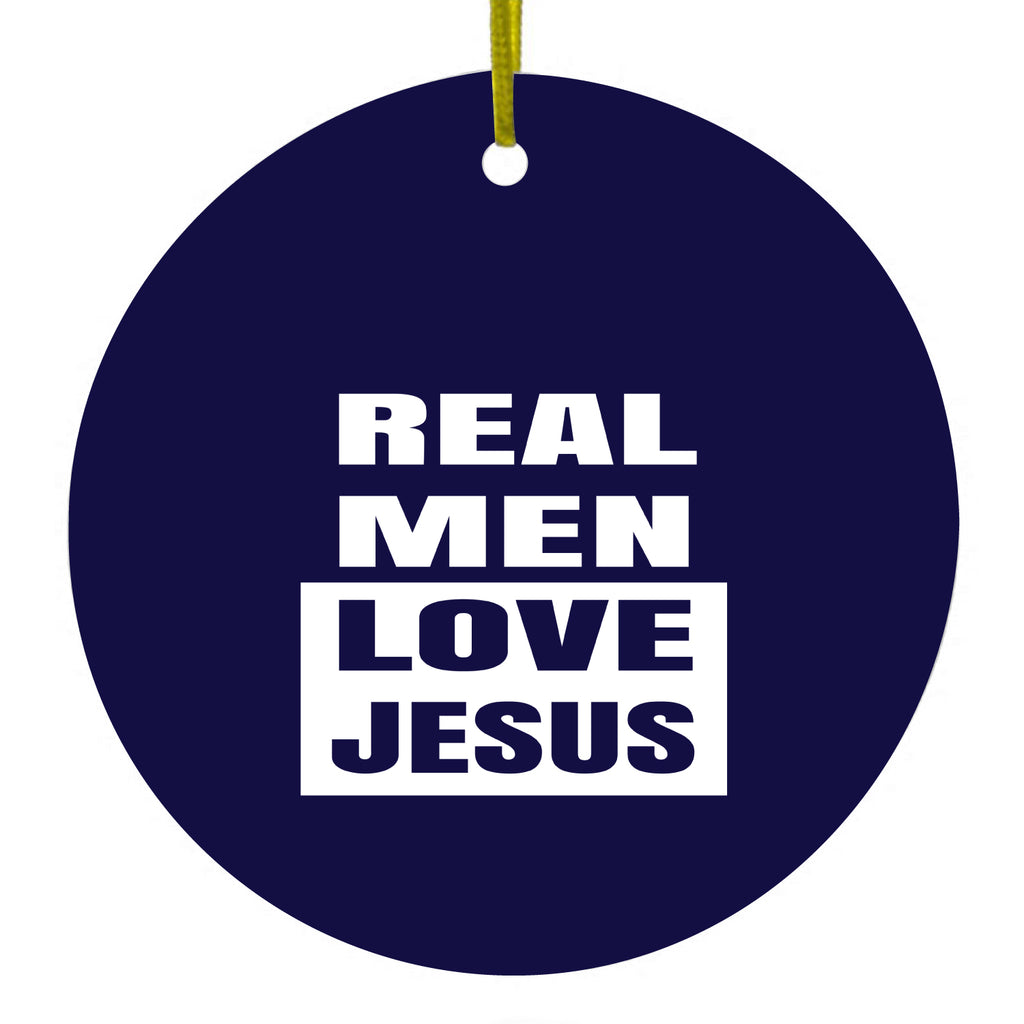 Navy Real Men Love Jesus Ceramic Ornament