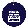 Navy Real Men Love Jesus Ceramic Ornament