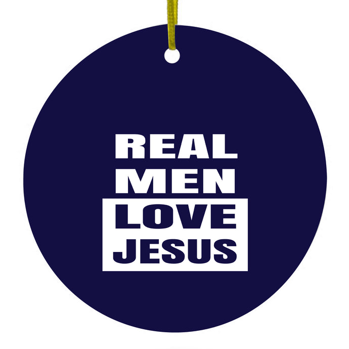 Navy Real Men Love Jesus Ceramic Ornament
