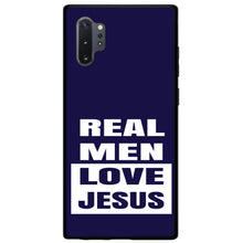 DistinctInk® Hard Plastic Snap-On Case for Apple iPhone or Samsung Galaxy - Navy Real Men Love Jesus