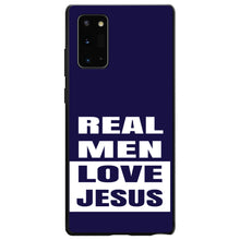 DistinctInk® Hard Plastic Snap-On Case for Apple iPhone or Samsung Galaxy - Navy Real Men Love Jesus