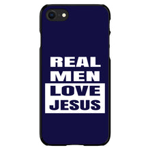 DistinctInk® Hard Plastic Snap-On Case for Apple iPhone or Samsung Galaxy - Navy Real Men Love Jesus