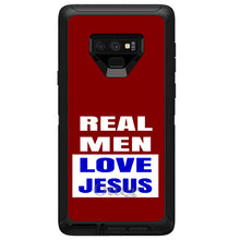 DistinctInk™ OtterBox Defender Series Case for Apple iPhone / Samsung Galaxy / Google Pixel - Red Blue Real Men Love Jesus