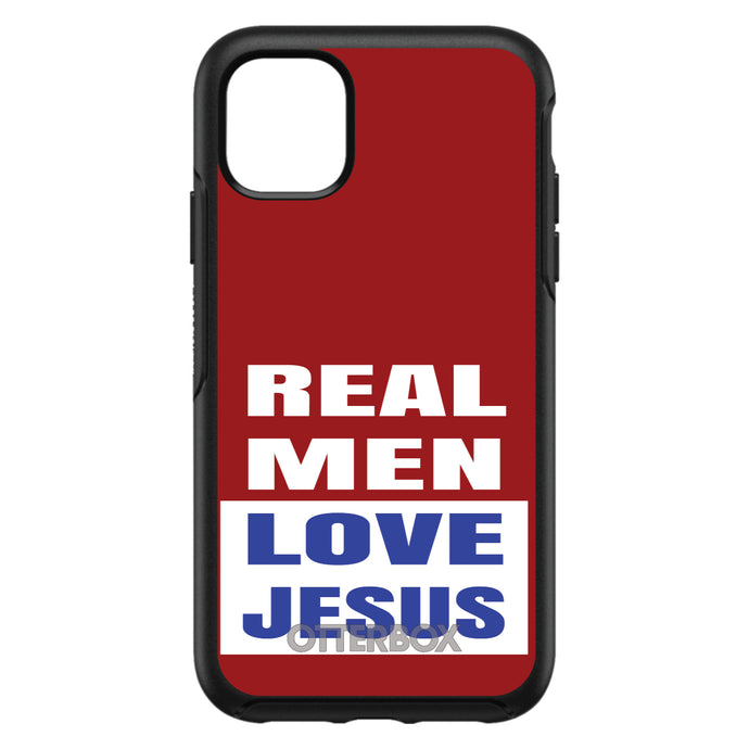 DistinctInk™ OtterBox Symmetry Series Case for Apple iPhone / Samsung Galaxy / Google Pixel - Red Blue Real Men Love Jesus