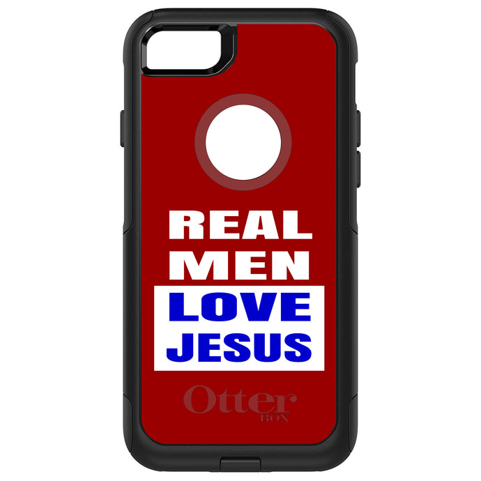 DistinctInk OtterBox Commuter Series Case for Apple iPhone or Samsung Galaxy - Red Blue Real Men Love Jesus