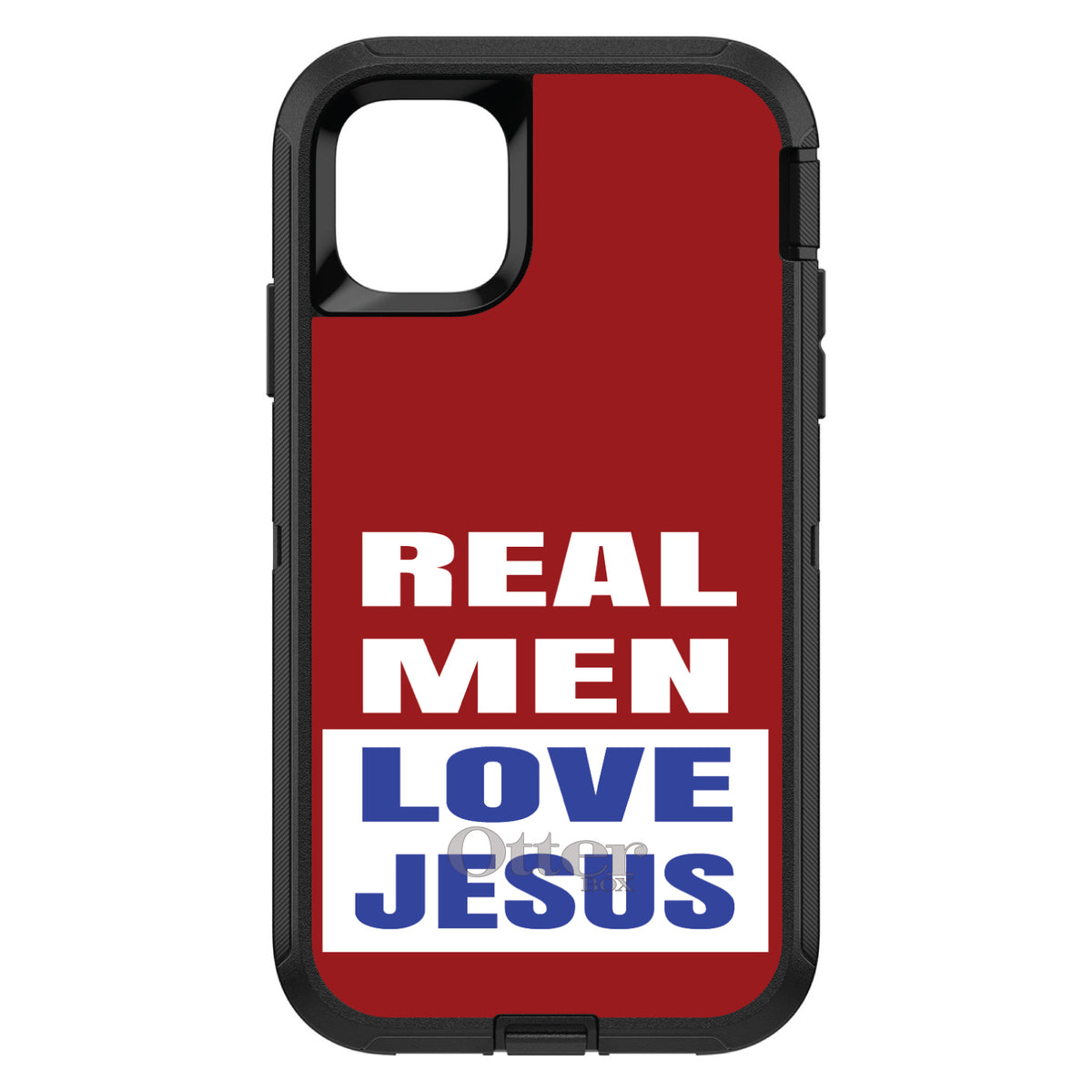 Red Blue Real Men Love Jesus OtterBox Defender Case for iPhone & Galaxy, view 2