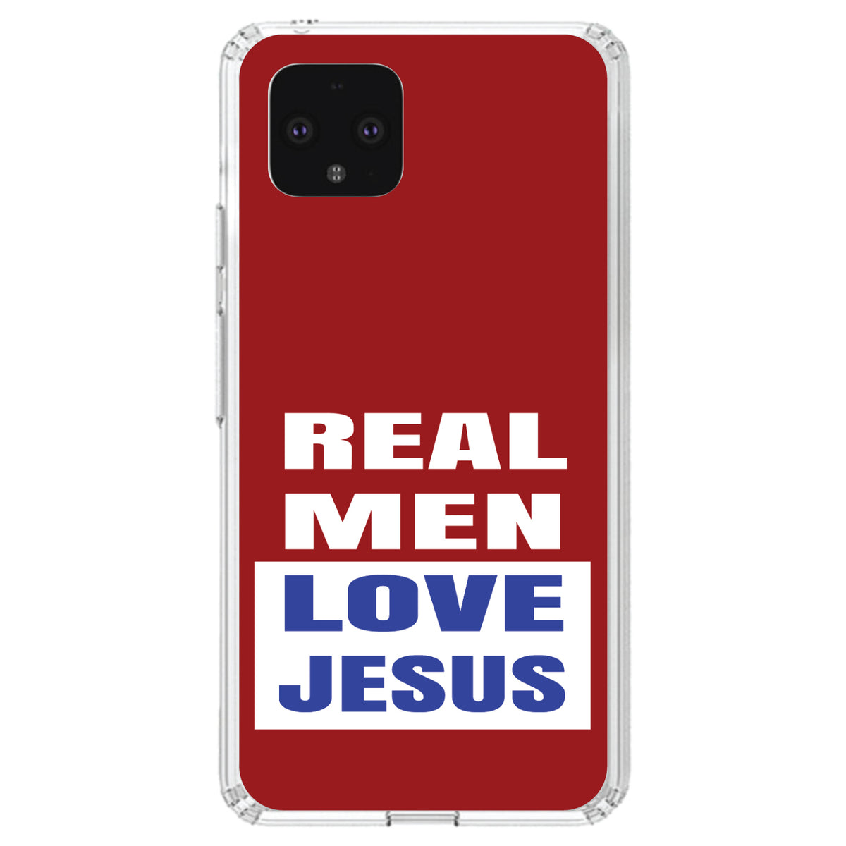 Red Blue Real Men Love Jesus Clear Shockproof iPhone Case, view 24