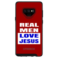 DistinctInk™ OtterBox Symmetry Series Case for Apple iPhone / Samsung Galaxy / Google Pixel - Red Blue Real Men Love Jesus