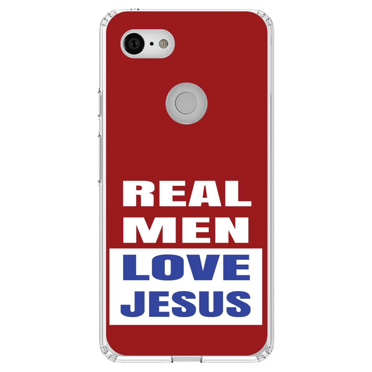 Red Blue Real Men Love Jesus Clear Shockproof iPhone Case, view 21