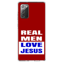 DistinctInk® Clear Shockproof Hybrid Case for Apple iPhone / Samsung Galaxy / Google Pixel - Red Blue Real Men Love Jesus