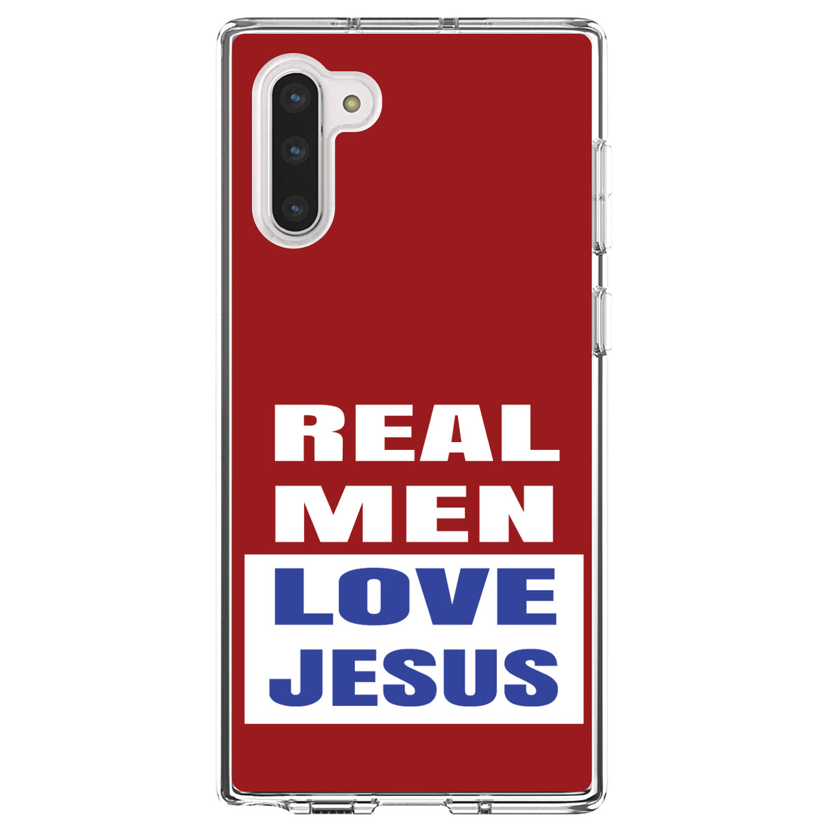 Red Blue Real Men Love Jesus Clear Shockproof iPhone Case, view 9