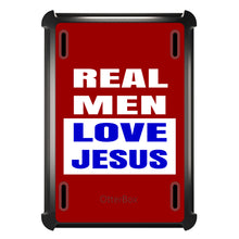 DistinctInk™ OtterBox Defender Series Case for Apple iPad / iPad Pro / iPad Air / iPad Mini - Red Blue Real Men Love Jesus