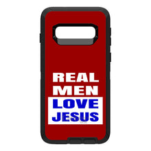 DistinctInk™ OtterBox Defender Series Case for Apple iPhone / Samsung Galaxy / Google Pixel - Red Blue Real Men Love Jesus