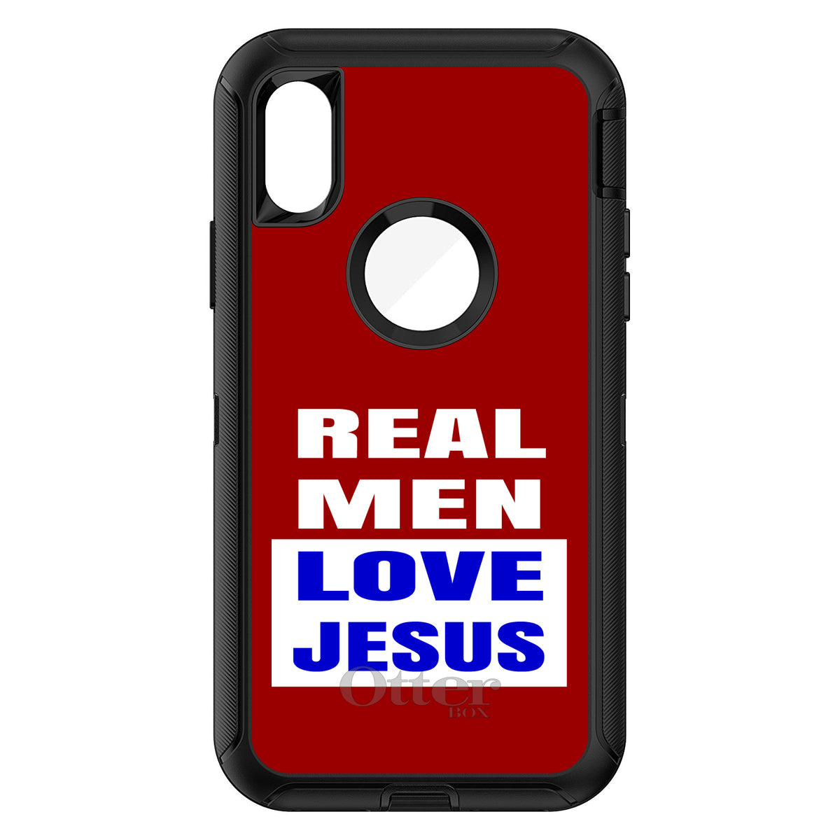 Red Blue Real Men Love Jesus OtterBox Defender Case for iPhone & Galaxy, view 3
