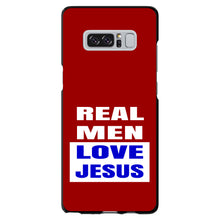 DistinctInk® Hard Plastic Snap-On Case for Apple iPhone or Samsung Galaxy - Red Blue Real Men Love Jesus
