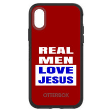 DistinctInk™ OtterBox Symmetry Series Case for Apple iPhone / Samsung Galaxy / Google Pixel - Red Blue Real Men Love Jesus