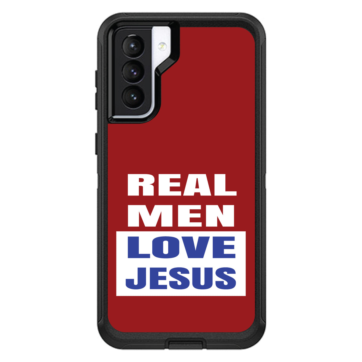 Red Blue Real Men Love Jesus OtterBox Defender Case for iPhone & Galaxy, view 6