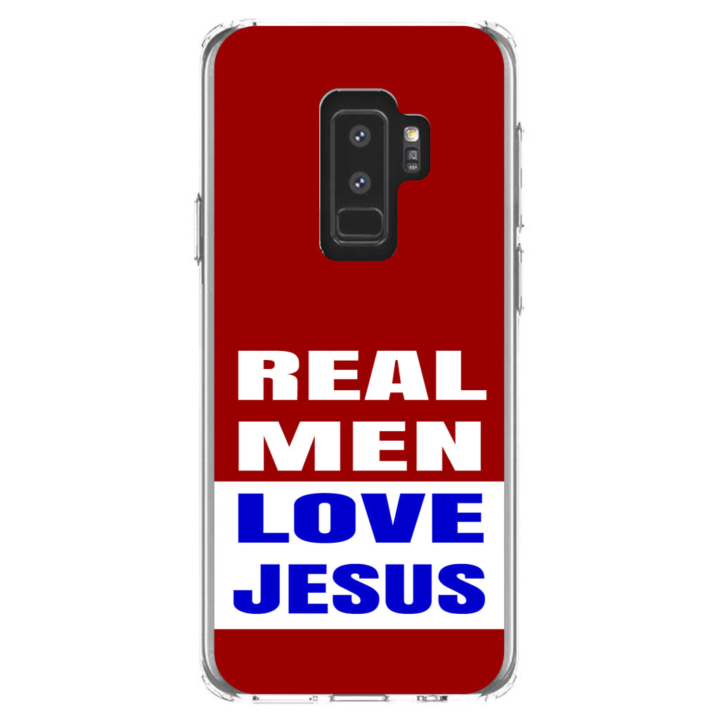 Red Blue Real Men Love Jesus Clear Shockproof iPhone Case, view 20