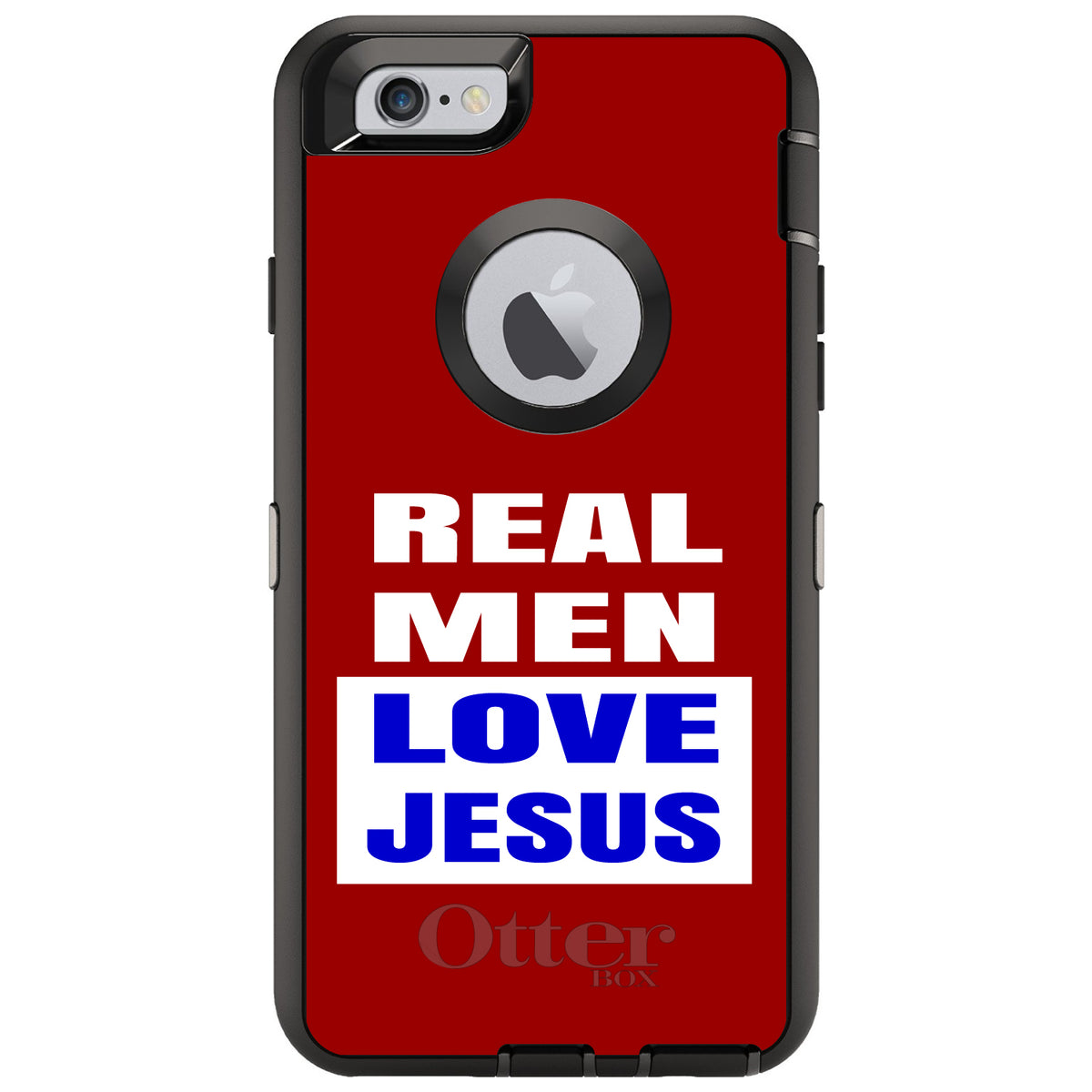 Red Blue Real Men Love Jesus OtterBox Defender Case for iPhone & Galaxy, view 4