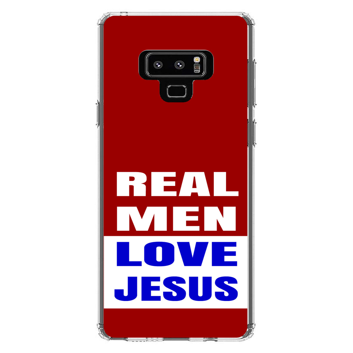 Red Blue Real Men Love Jesus Clear Shockproof iPhone Case, view 11