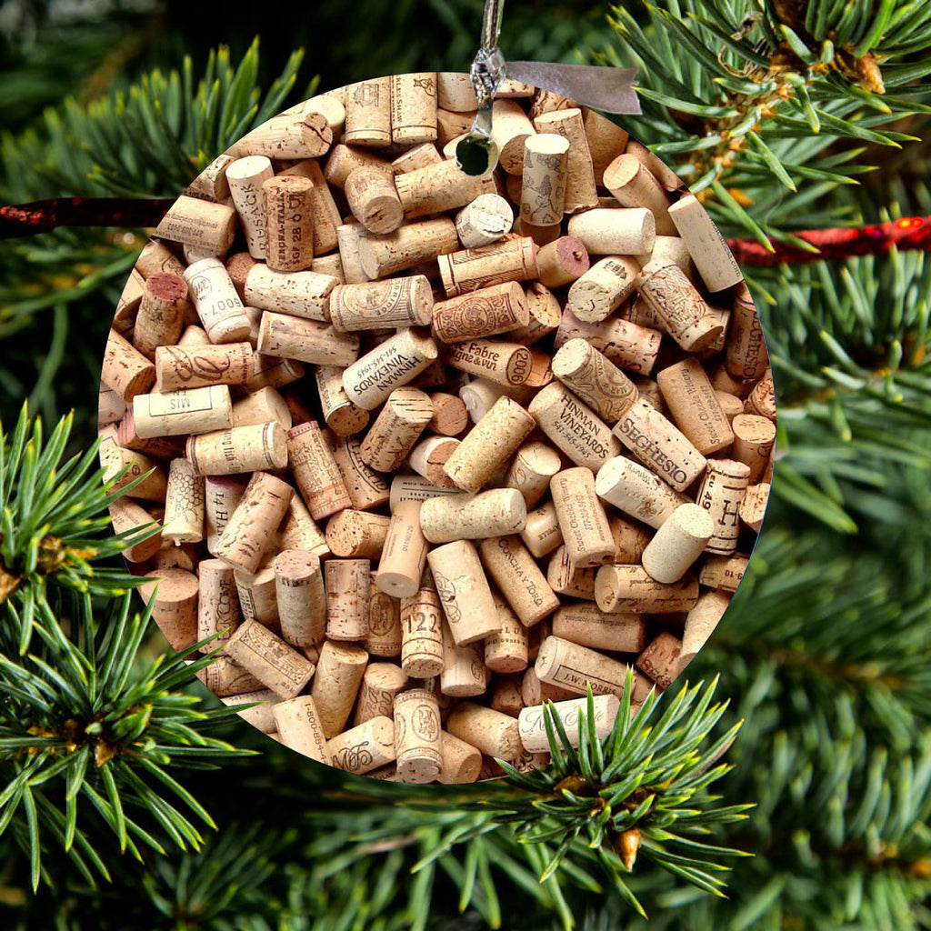 Wine Corks Image Print Ceramic Ornament, view 2
