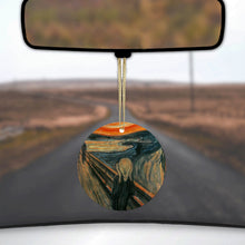 DistinctInk® Hanging Ceramic Christmas Tree Ornament with Gold String - Great Gift / Present - 2 3/4 inch Diameter - Edvard Munch The Scream