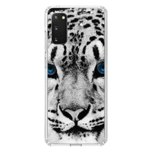 DistinctInk® Clear Shockproof Hybrid Case for Apple iPhone / Samsung Galaxy / Google Pixel - Snow Leopard Blue Eyes