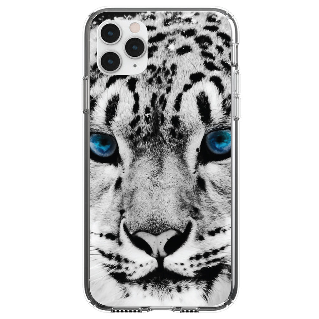 Snow Leopard Blue Eyes Clear Shockproof iPhone Case