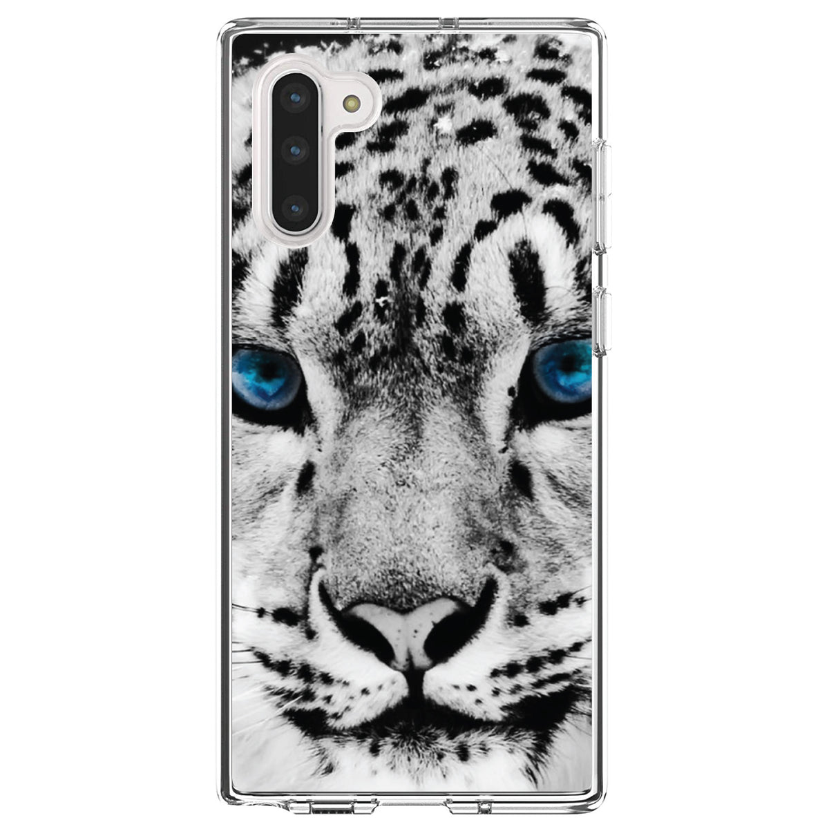 Snow Leopard Blue Eyes Clear Shockproof iPhone Case, view 9