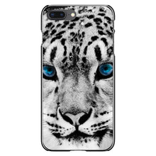 DistinctInk® Hard Plastic Snap-On Case for Apple iPhone or Samsung Galaxy - Snow Leopard Blue Eyes