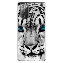 DistinctInk® Clear Shockproof Hybrid Case for Apple iPhone / Samsung Galaxy / Google Pixel - Snow Leopard Blue Eyes