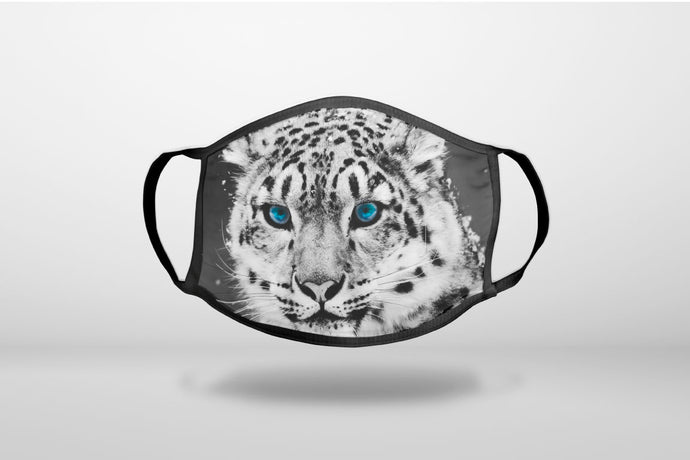 Snow Leopard Blue Eyes - 3-Ply Reusable Soft Face Mask Covering, Unisex, Cotton Inner Layer