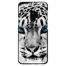 DistinctInk® Hard Plastic Snap-On Case for Apple iPhone or Samsung Galaxy - Snow Leopard Blue Eyes