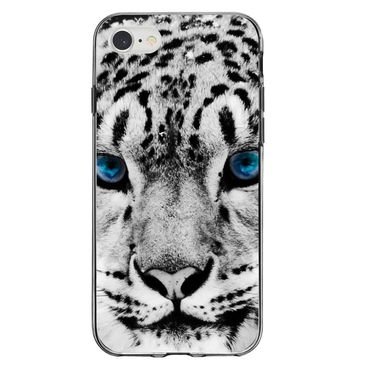 Snow Leopard Blue Eyes Clear Shockproof iPhone Case, view 5