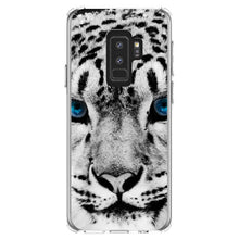 DistinctInk® Clear Shockproof Hybrid Case for Apple iPhone / Samsung Galaxy / Google Pixel - Snow Leopard Blue Eyes