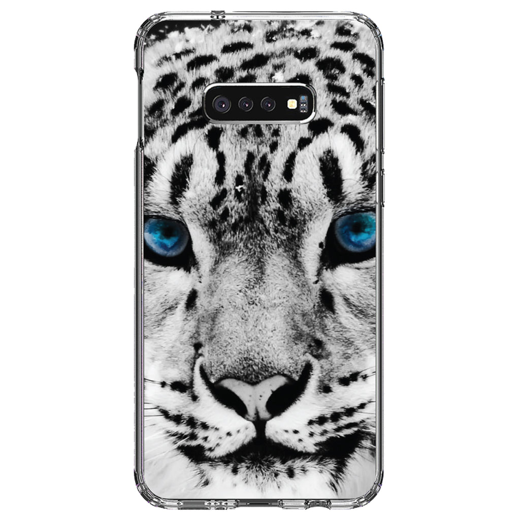 Snow Leopard Blue Eyes Clear Shockproof iPhone Case, view 18