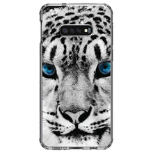 DistinctInk® Clear Shockproof Hybrid Case for Apple iPhone / Samsung Galaxy / Google Pixel - Snow Leopard Blue Eyes