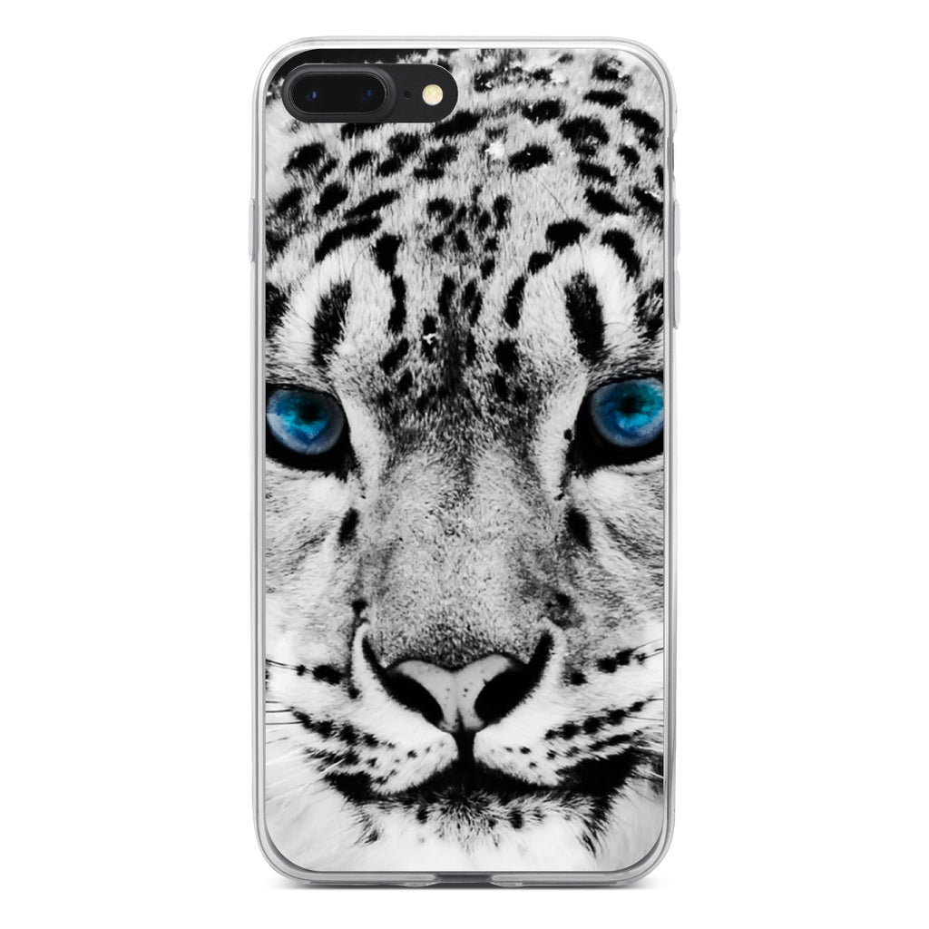 Snow Leopard Blue Eyes Clear Shockproof iPhone Case, view 6