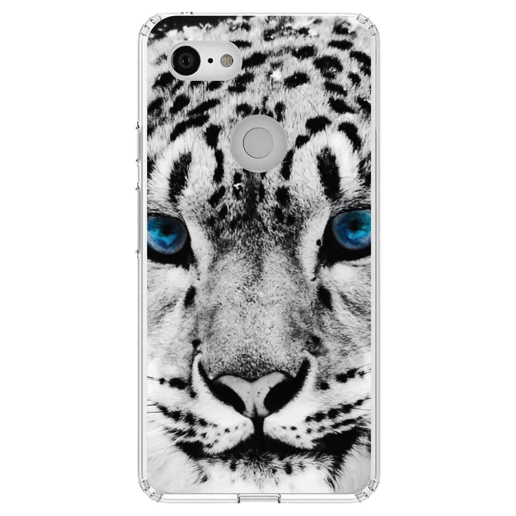 Snow Leopard Blue Eyes Clear Shockproof iPhone Case, view 22