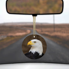 DistinctInk® Hanging Ceramic Christmas Tree Ornament with Gold String - Great Gift / Present - 2 3/4 inch Diameter - American Bald Eagle
