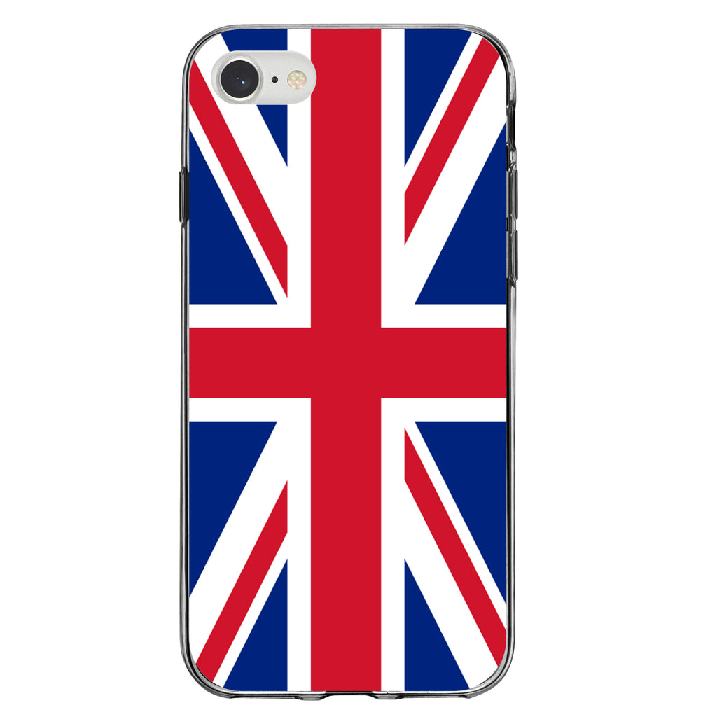 Red White Blue British Flag UK Clear Shockproof iPhone Case, view 5