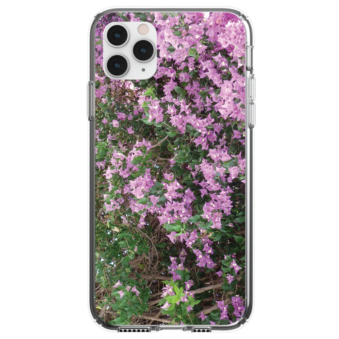 DistinctInk® Clear Shockproof Hybrid Case for Apple iPhone / Samsung Galaxy / Google Pixel - Purple Flowers Mykonos Greece