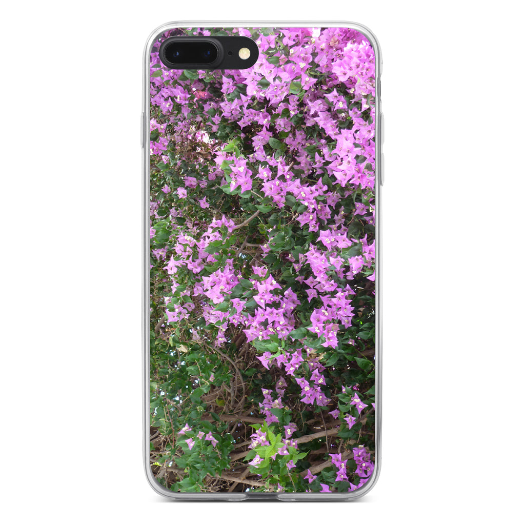 Purple Flowers Mykonos Greece Clear Shockproof iPhone Case, view 6