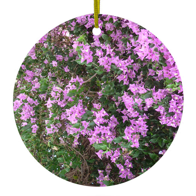 Purple Flowers Mykonos Greece Ceramic Ornament
